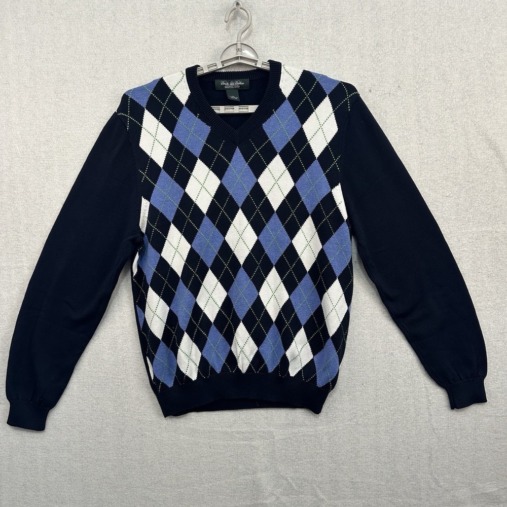 Brooks Brothers Country Club Argyle‎ Sweater Men's XL V-neck Pullover Preppy